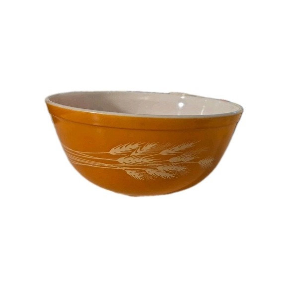 Vintage Pyrex Autumn Harvest Wheat Mixing Bowl #403 - 2.5 qt. Burnt Orange Color - Picture 2 of 10